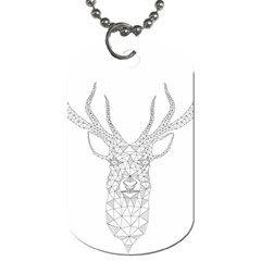 Modern Geometric Christmas Deer Illustration Dog Tag (one Side)