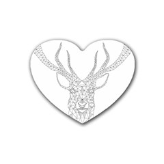 Modern Geometric Christmas Deer Illustration Rubber Coaster (heart)  by Dushan