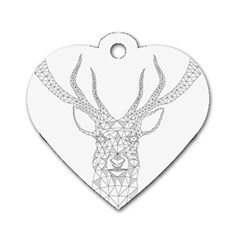 Modern Geometric Christmas Deer Illustration Dog Tag Heart (two Sides) by Dushan