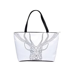 Modern Geometric Christmas Deer Illustration Shoulder Handbags by Dushan