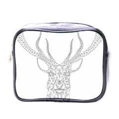 Modern Geometric Christmas Deer Illustration Mini Toiletries Bags