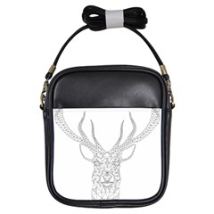 Modern Geometric Christmas Deer Illustration Girls Sling Bags by Dushan