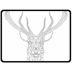 Modern Geometric Christmas Deer Illustration Double Sided Fleece Blanket (large) 