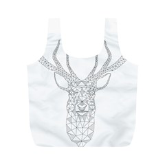 Modern Geometric Christmas Deer Illustration Full Print Recycle Bags (m)  by Dushan