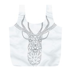 Modern Geometric Christmas Deer Illustration Full Print Recycle Bags (l)  by Dushan