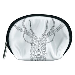 Modern Geometric Christmas Deer Illustration Accessory Pouches (medium)  by Dushan