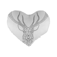 Modern Geometric Christmas Deer Illustration Standard 16  Premium Flano Heart Shape Cushions by Dushan