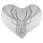 Modern Geometric Christmas Deer Illustration Large 19  Premium Flano Heart Shape Cushions Front