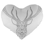 Modern Geometric Christmas Deer Illustration Large 19  Premium Flano Heart Shape Cushions Back