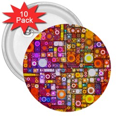 Circles City 3  Buttons (10 Pack) 