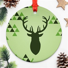 Modern Geometric Black And Green Christmas Deer Ornament (round) 