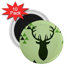 Modern Geometric Black And Green Christmas Deer 2 25  Magnets (10 Pack) 