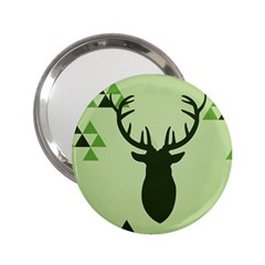 Modern Geometric Black And Green Christmas Deer 2 25  Handbag Mirrors