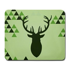 Modern Geometric Black And Green Christmas Deer Large Mousepads by Dushan