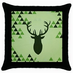 Modern Geometric Black And Green Christmas Deer Throw Pillow Cases (black)