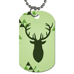 Modern Geometric Black And Green Christmas Deer Dog Tag (one Side)