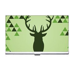 Modern Geometric Black And Green Christmas Deer Business Card Holders