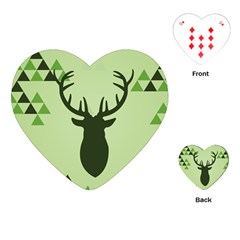 Modern Geometric Black And Green Christmas Deer Playing Cards (heart) 