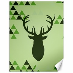 Modern Geometric Black And Green Christmas Deer Canvas 12  X 16  