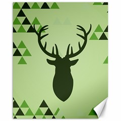 Modern Geometric Black And Green Christmas Deer Canvas 16  X 20  