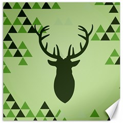 Modern Geometric Black And Green Christmas Deer Canvas 20  X 20  