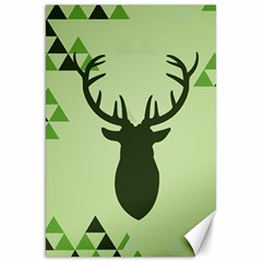 Modern Geometric Black And Green Christmas Deer Canvas 20  X 30  