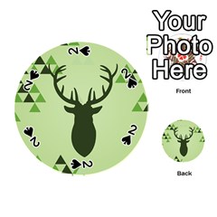 Modern Geometric Black And Green Christmas Deer Playing Cards 54 (round) 