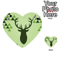 Modern Geometric Black And Green Christmas Deer Playing Cards 54 (heart)  by Dushan