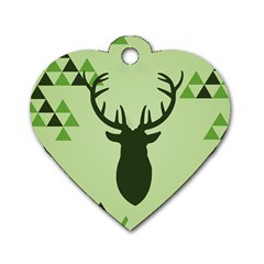 Modern Geometric Black And Green Christmas Deer Dog Tag Heart (one Side)