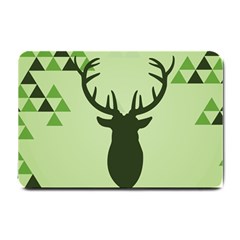 Modern Geometric Black And Green Christmas Deer Small Doormat 