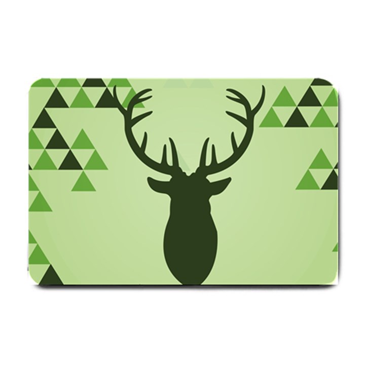 Modern Geometric Black And Green Christmas Deer Small Doormat 