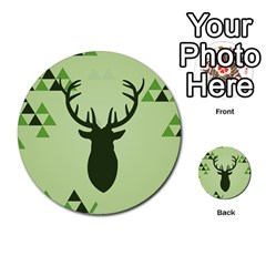 Modern Geometric Black And Green Christmas Deer Multi-purpose Cards (round) 