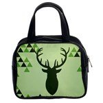 Modern Geometric Black And Green Christmas Deer Classic Handbags (2 Sides) Front