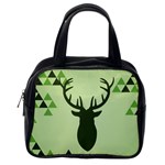 Modern Geometric Black And Green Christmas Deer Classic Handbags (2 Sides) Back