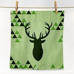 Modern Geometric Black And Green Christmas Deer Face Towel by Dushan