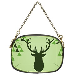 Modern Geometric Black And Green Christmas Deer Chain Purses (one Side)  by Dushan