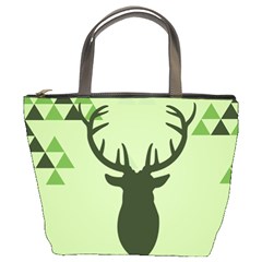 Modern Geometric Black And Green Christmas Deer Bucket Bags