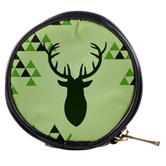 Modern Geometric Black And Green Christmas Deer Mini Makeup Bags