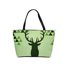 Modern Geometric Black And Green Christmas Deer Shoulder Handbags