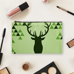 Modern Geometric Black And Green Christmas Deer Cosmetic Bag (medium) 