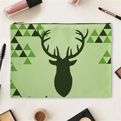 Modern Geometric Black And Green Christmas Deer Cosmetic Bag (xl)