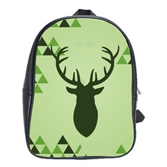 Modern Geometric Black And Green Christmas Deer School Bags(large) 