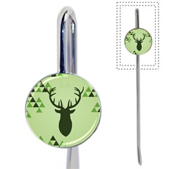 Modern Geometric Black And Green Christmas Deer Book Mark