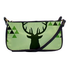 Modern Geometric Black And Green Christmas Deer Shoulder Clutch Bags