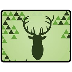 Modern Geometric Black And Green Christmas Deer Fleece Blanket (large) 