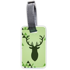 Modern Geometric Black And Green Christmas Deer Luggage Tags (one Side) 