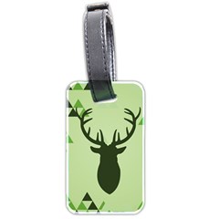 Modern Geometric Black And Green Christmas Deer Luggage Tags (two Sides)