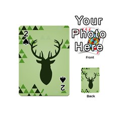 Modern Geometric Black And Green Christmas Deer Playing Cards 54 (mini) 