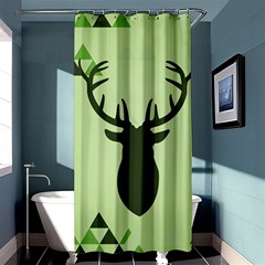 Modern Geometric Black And Green Christmas Deer Shower Curtain 36  X 72  (stall) 