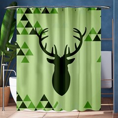 Modern Geometric Black And Green Christmas Deer Shower Curtain 60  X 72  (medium) 